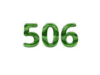 Green Number 506 isolated white background
