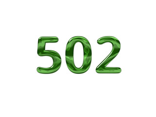 Green Number 502 isolated white background
