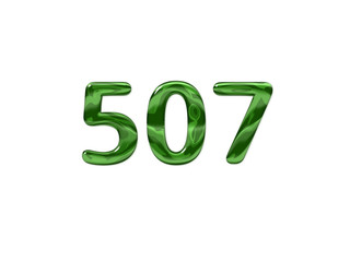 Green Number 507 isolated white background