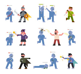 Fototapeta premium A character set in the game that defeats monsters. concept illustration. flat design vector graphic style.