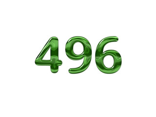 Green Number 496 isolated white background