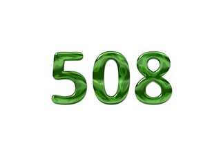 Green Number 508 isolated white background