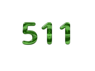 Green Number 511 isolated white background