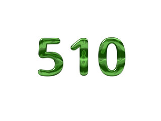 Green Number 510 isolated white background