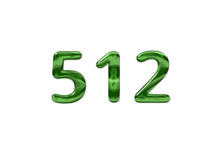 Green Number 512 isolated white background