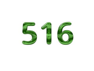 Green Number 516 isolated white background