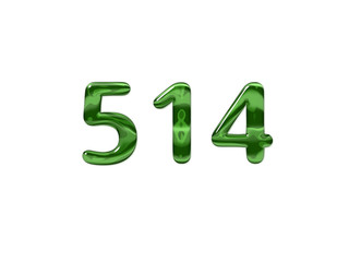 Green Number 514 isolated white background