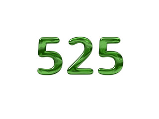 Green Number 525 isolated white background