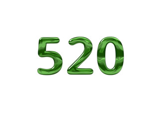 Green Number 520 isolated white background