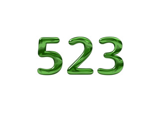 Green Number 523 isolated white background