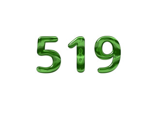 Green Number 519 isolated white background