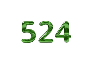 Green Number 524 isolated white background