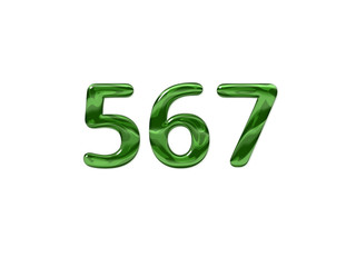 Green Number 567 isolated white background
