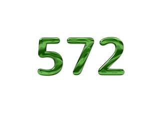 Green Number 572 isolated white background