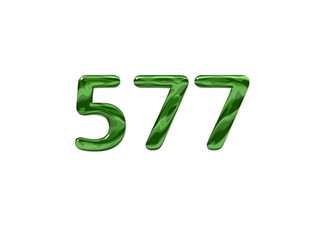 Green Number 577 isolated white background