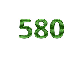 Green Number 580 isolated white background