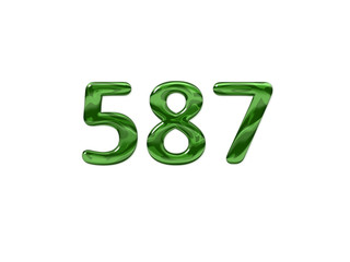 Green Number 587 isolated white background