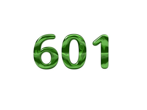 Green Number 601 isolated white background