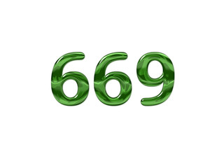 Green Number 669 isolated white background