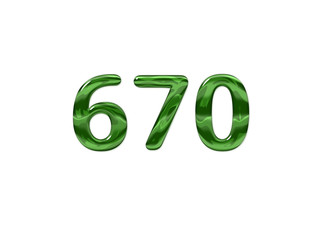 Green Number 670 isolated white background