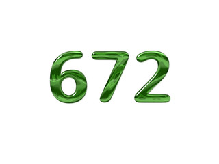 Green Number 672 isolated white background