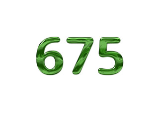 Green Number 675 isolated white background