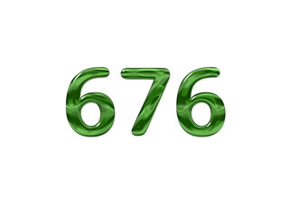 Green Number 676 isolated white background