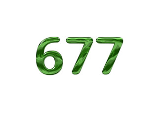 Green Number 677 isolated white background