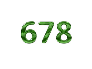 Green Number 678 isolated white background