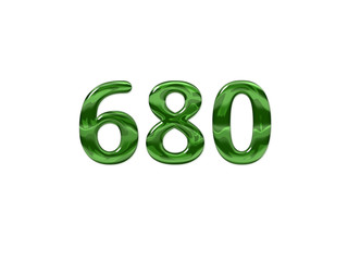Green Number 680 isolated white background