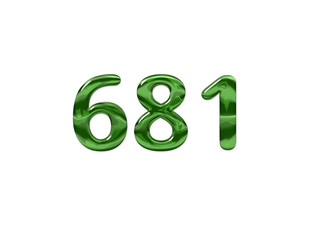 Green Number 681 isolated white background