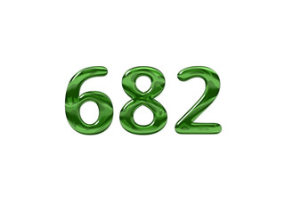 Green Number 682 isolated white background