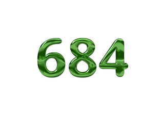 Green Number 684 isolated white background