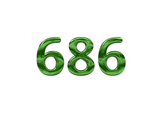 Green Number 686 isolated white background