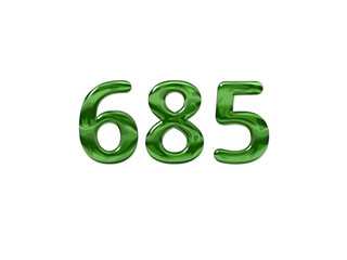 Green Number 685 isolated white background