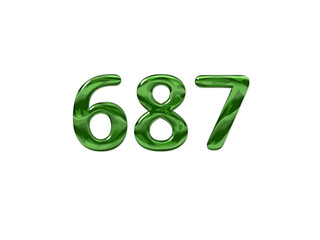 Green Number 687 isolated white background