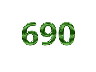 Green Number 690 isolated white background