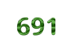 Green Number 691 isolated white background