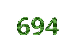 Green Number 694 isolated white background