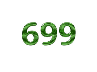 Green Number 699 isolated white background