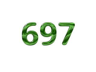 Green Number 697 isolated white background