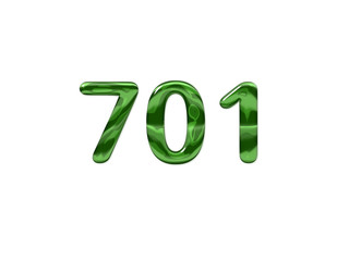 Green Number 701 isolated white background