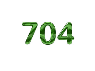 Green Number 704 isolated white background