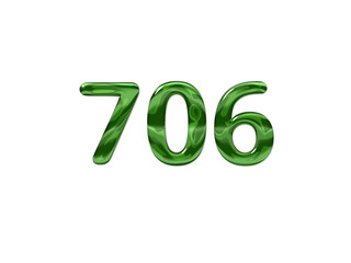 Green Number 706 isolated white background