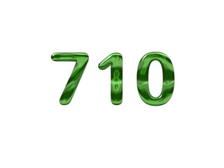 Green Number 710 isolated white background