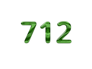 Green Number 712 isolated white background