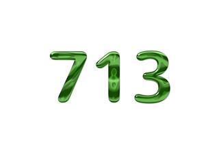 Green Number 713 isolated white background