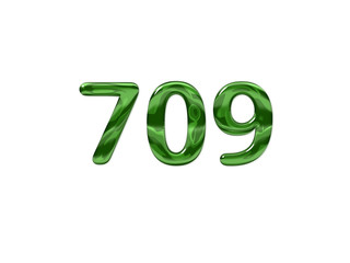 Green Number 709 isolated white background