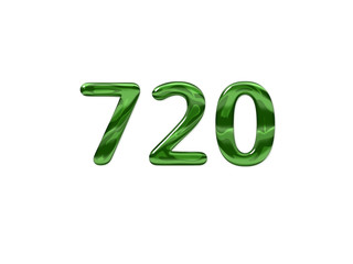 Green Number 720 isolated white background