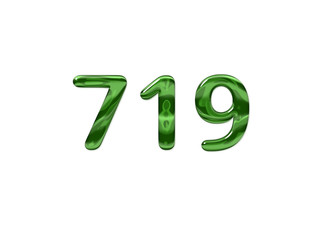 Green Number 719 isolated white background